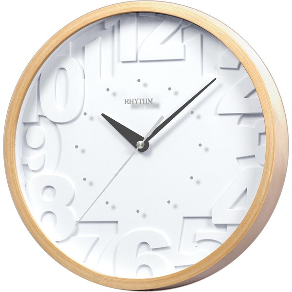 Rhythm(Japan) 3D Numerals With Printing Glass And Silent Silky Move Wall Clock